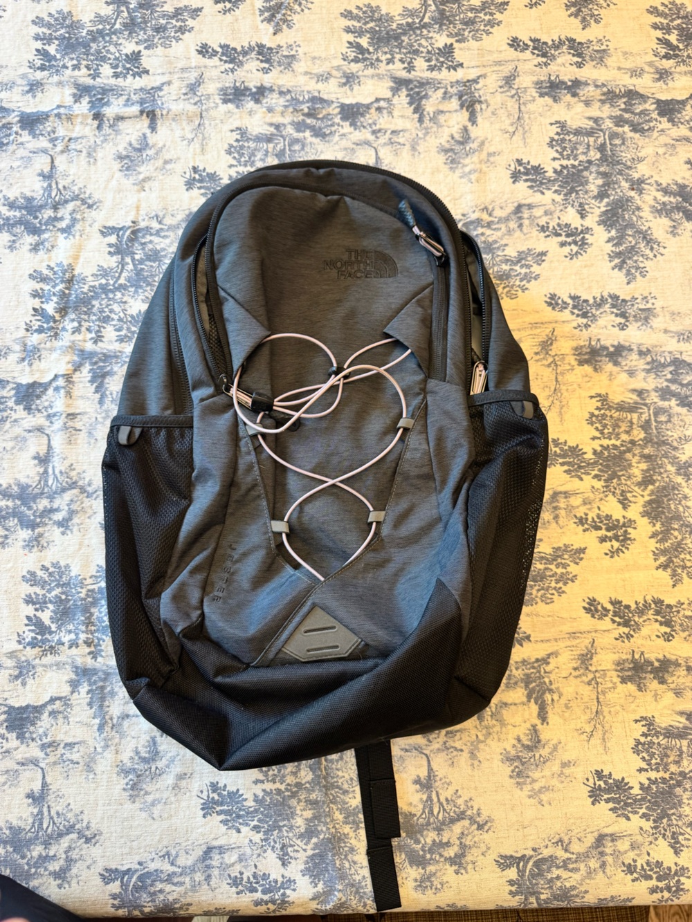 The North Face Gray and Black Front-Bungee Backpack